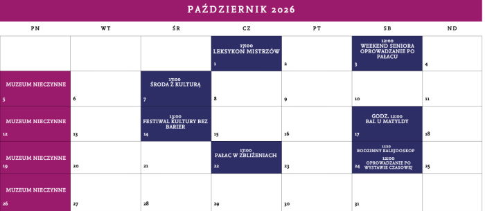 Kalendarz wydarzeń na miesiąc październik