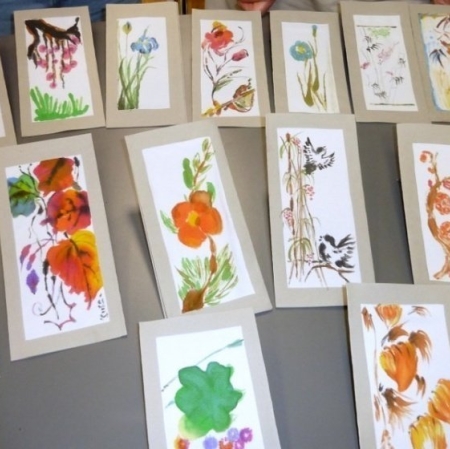 Prace wykonane na warsztatach "Zwiewne piękno z kraju Kwitnącej Wiśni".