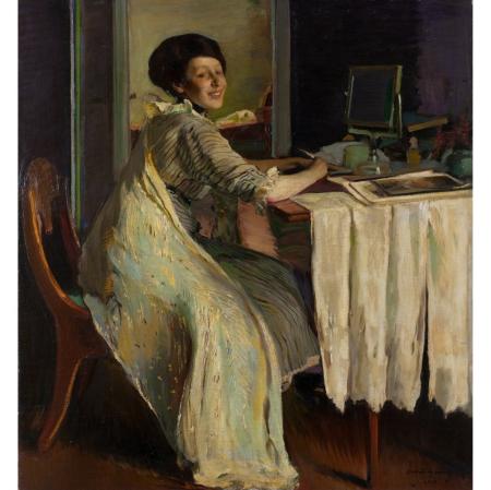 Konrad Krzyżanowski, Portret Emilii Wysockiej, 1913 olej, płótno; 151 x 140 cmZ kolekcji Muzeum Pałac Herbsta