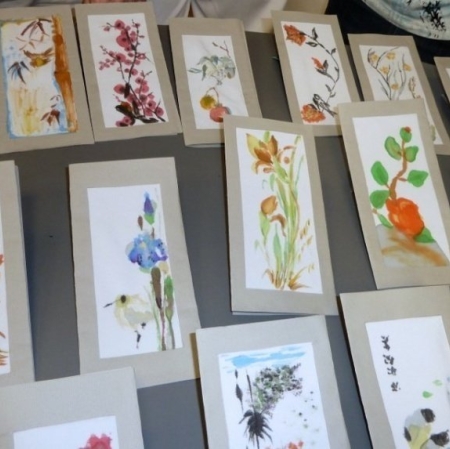 Prace wykonane na warsztatach "Zwiewne piękno z kraju Kwitnącej Wiśni".