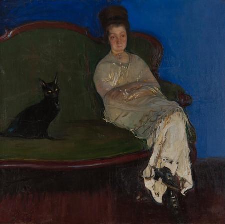 Konrad Krzyżanowski, Portret żony z kotem, 1912 r