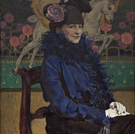 Józef Mehoffer, Portret żony artysty z Pegazem, 1913;olej na pł. 93x77