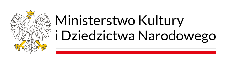 The logo of the Ministry of Culture and National Heritage with the Polish coat of arms and a red and white stripe.