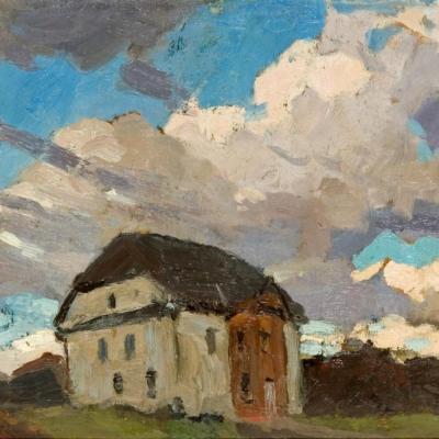 Ferdynand Ruszczyc, Mur i obłoki, ok. 1901 r., zbiory Muzeum Pałac Herbsta, Oddziału Muzeum Sztuki w Łodzi