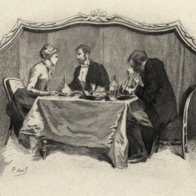 Paul Avril, Posiłek przy stole, ok. 1890 r., źródło polona.pl