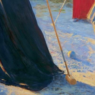 Fragment obrazu "Gra w krokieta" autorstwa Leona Wyczółkowskiego