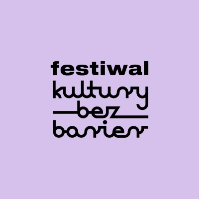 na fioletowym tle czarny napis: festiwal kultury bez barier