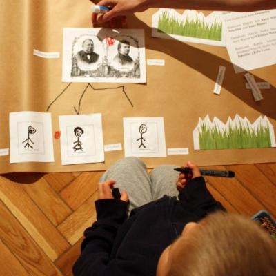 Fragment drzewa genealogicznego rodziny Herbstów i Scheiblerów na wystawie "Herbstowie. Historie niedokończone".